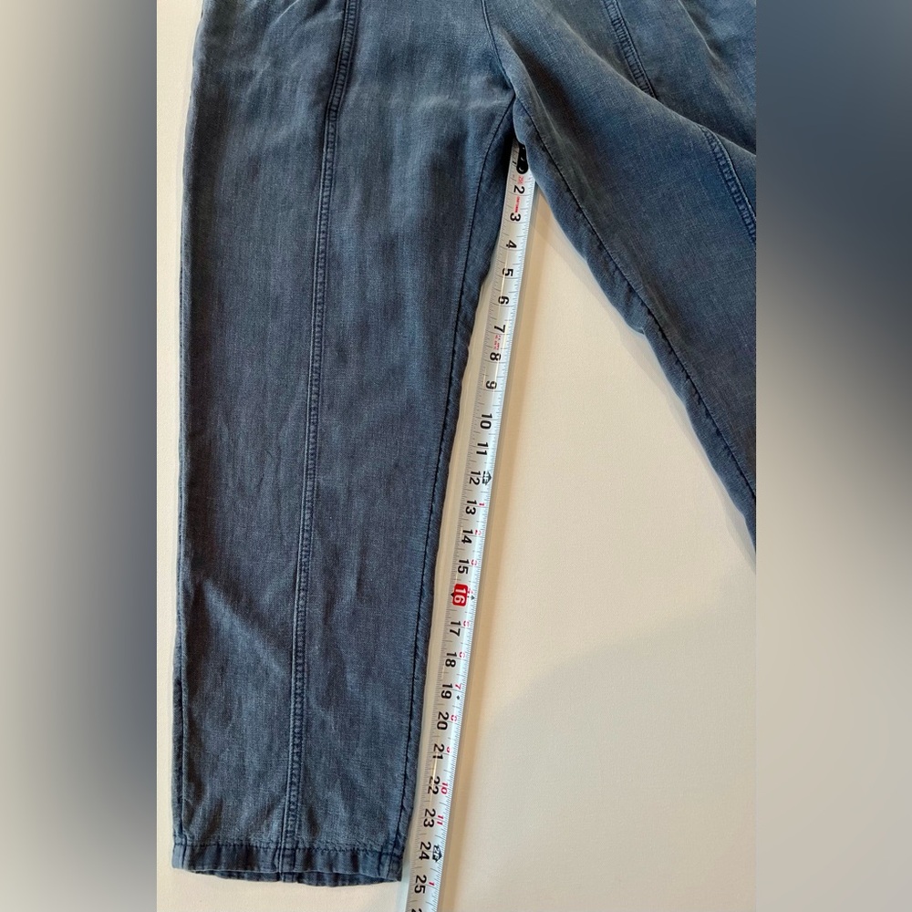 C&C California Linen Washed Denim Braided Pocket Straight Leg Large - Picture 3 of 12